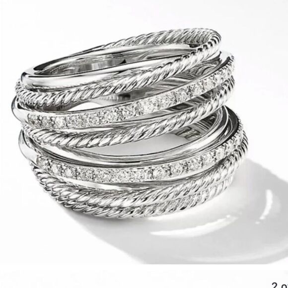 The Moderne Statement band ring in 925 and cubic zirconia - Picture 2 of 9